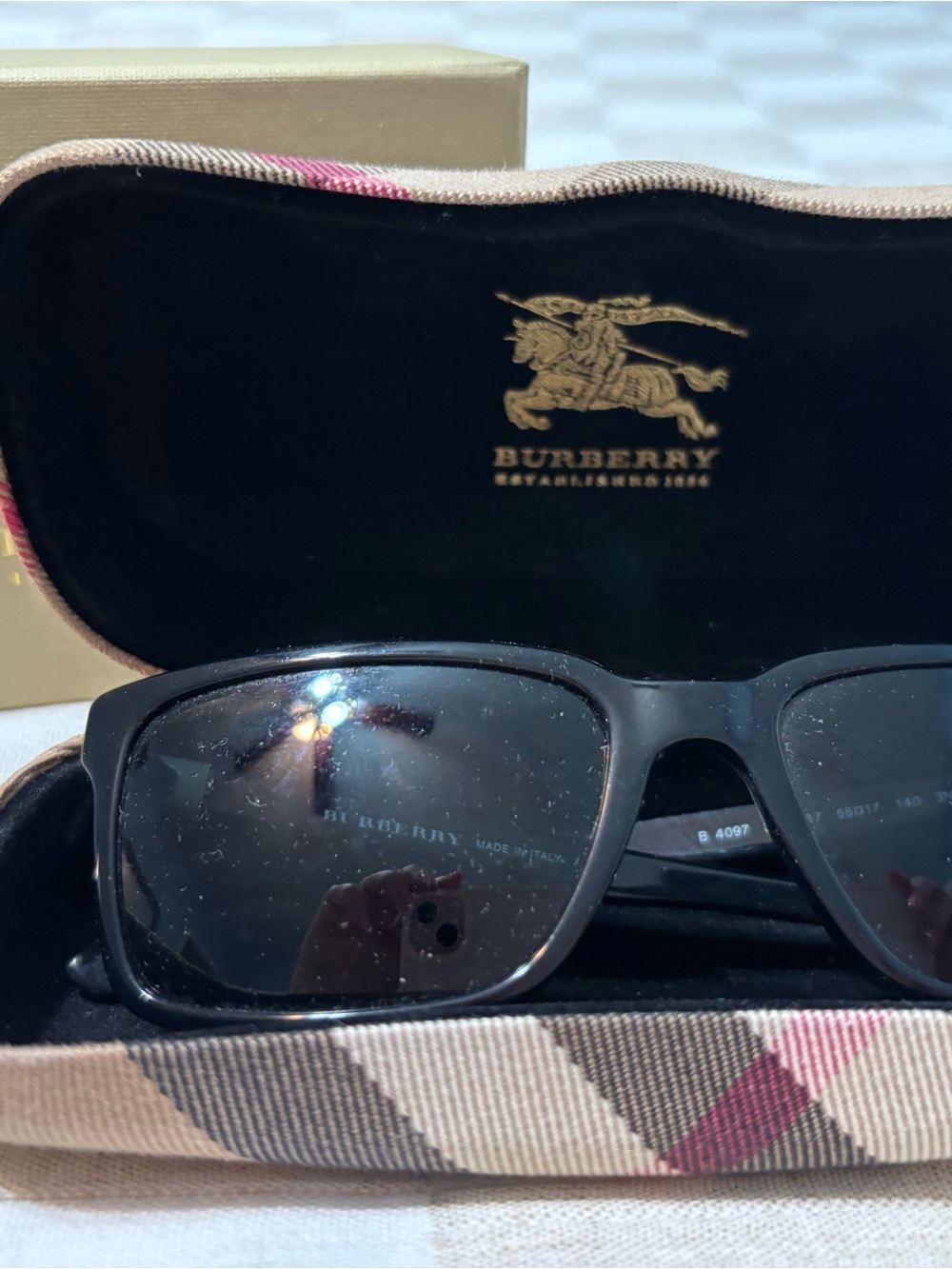Burberry Black Rectangular Sunglasses